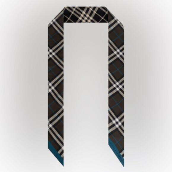 Burberry Black and Blue Plaid Silk Skinny Scarf - Picture 1 of 9
